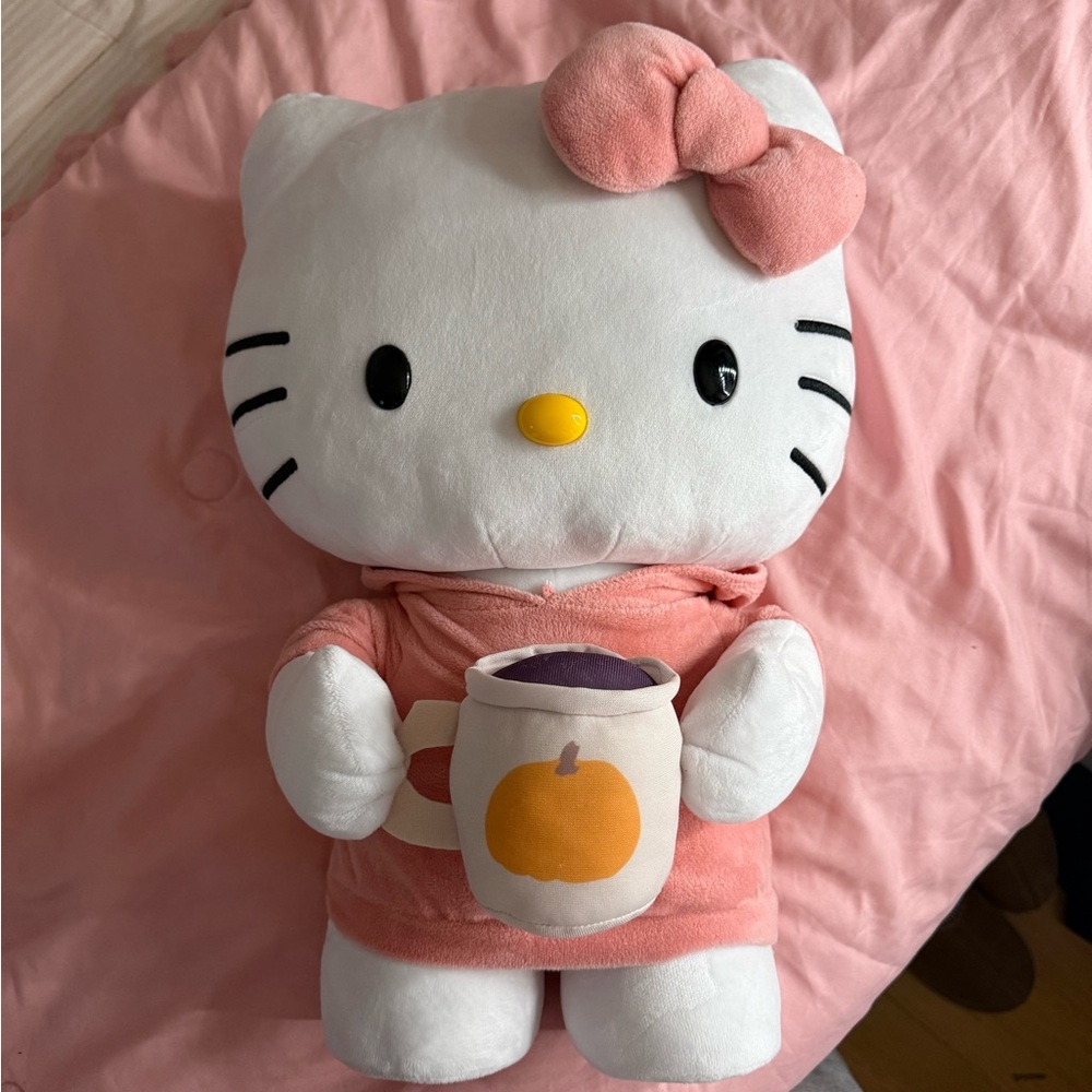 Hello Kitty Plush with pumpkin spice coffee